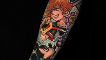 colored kingdom hearts tattoo