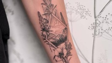 Wildflowers and mountain scene